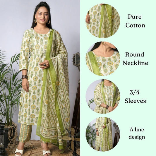 ekisha whilte cotton kurta set with dupatta, infographic