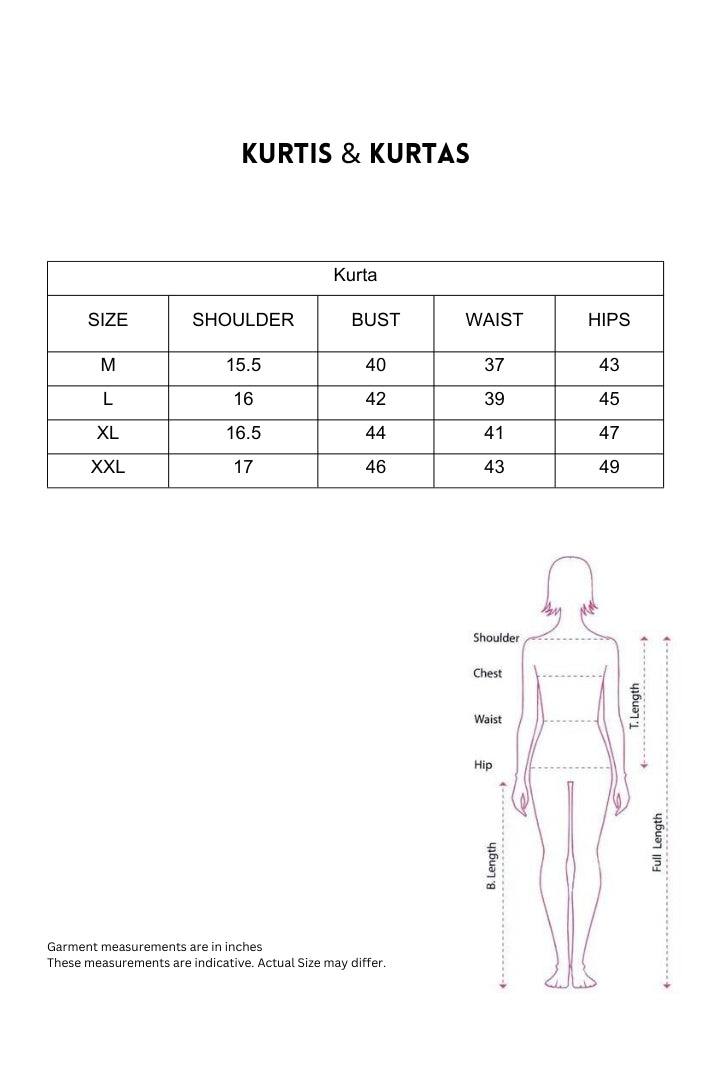 ekisha women kurta size chart