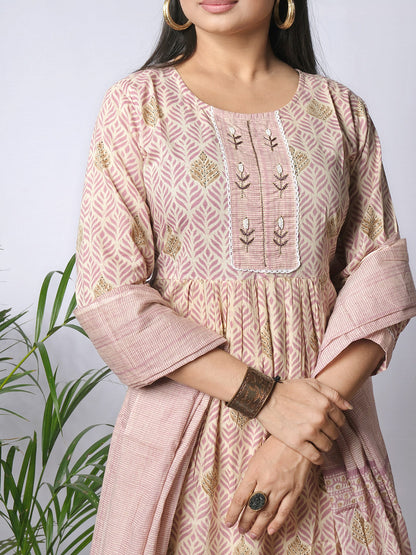 Light purple kurta set with dupatta, detailed view