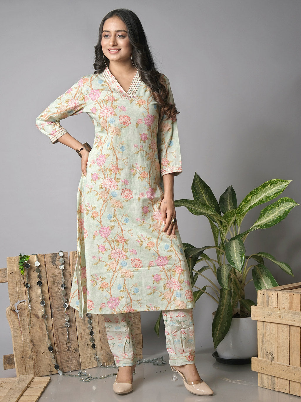 Pista kurta and pant set, another front view