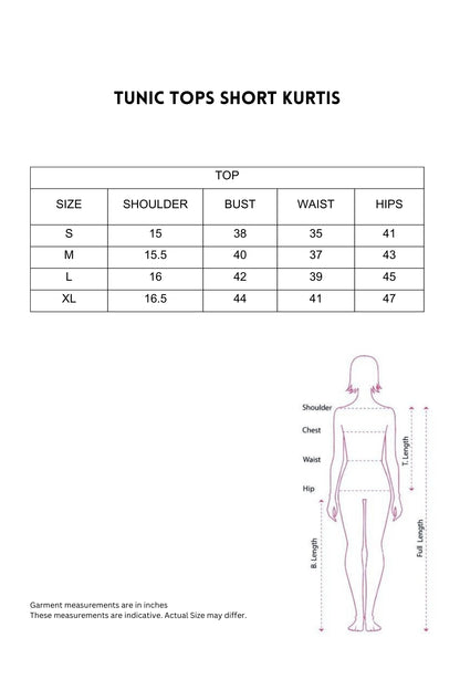 Ekisha women tunics size chart