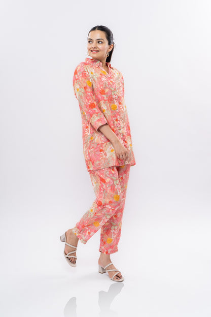 Ekisha's women muslin printed multicolor co-ord set, another side view